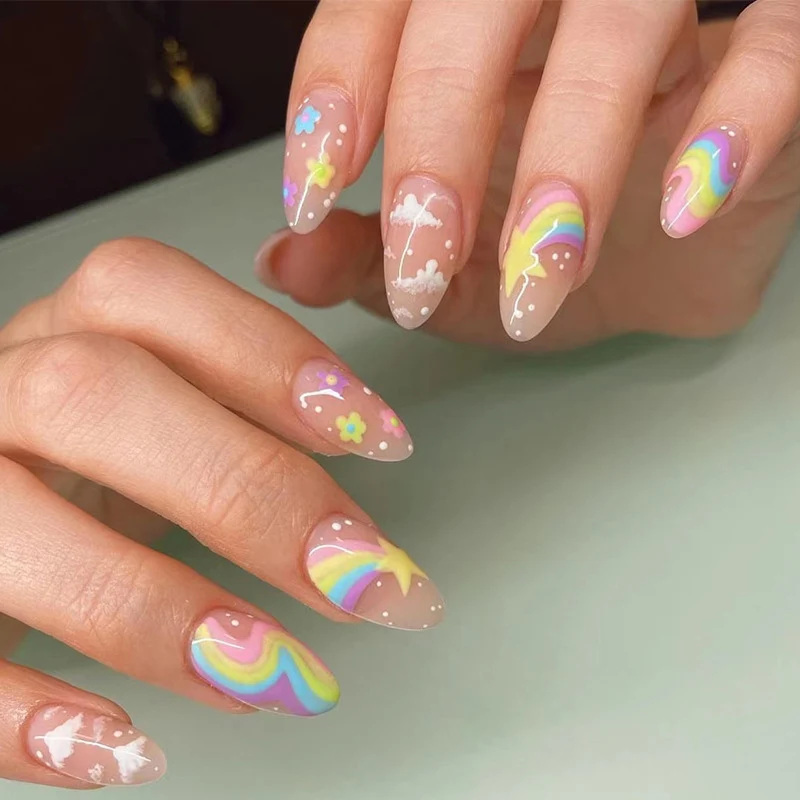 Artful nail art with cheerful designs and colorful accents Stornfield