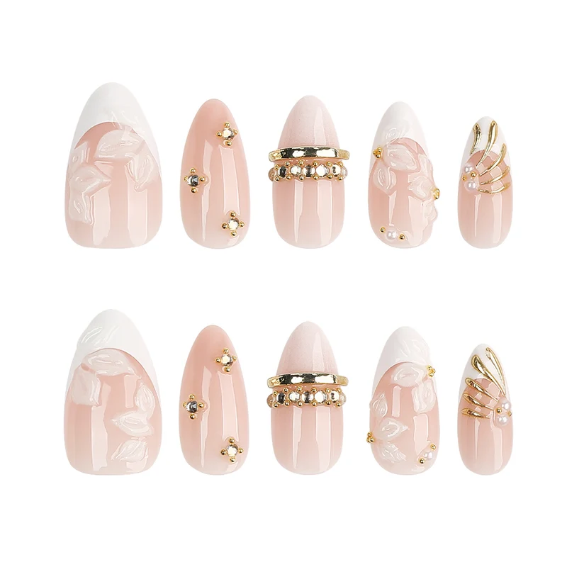 Artful nail art with floral and rhinestone accents Stornfield