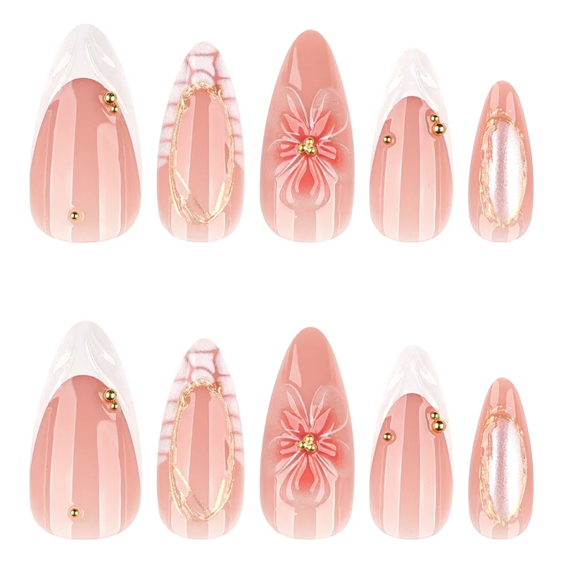 Artful nail art with floral and golden accents Stornfield