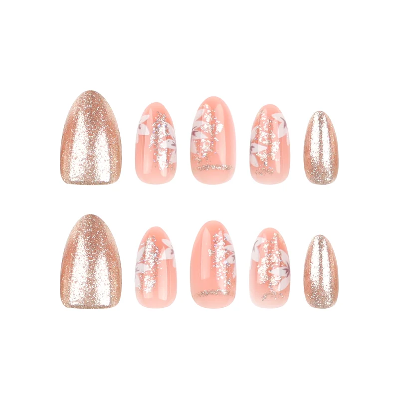 Artistic nail art with floral and glittering accents Stornfield