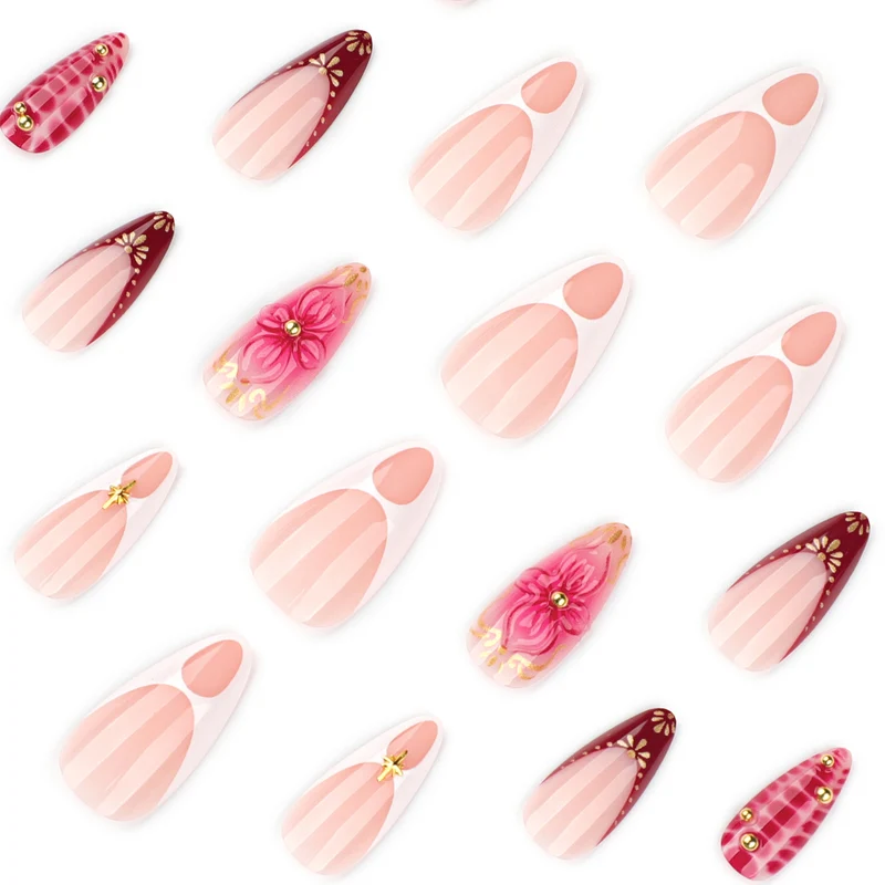 Artistic Nail Art with Floral and Glitter Accents Stornfield