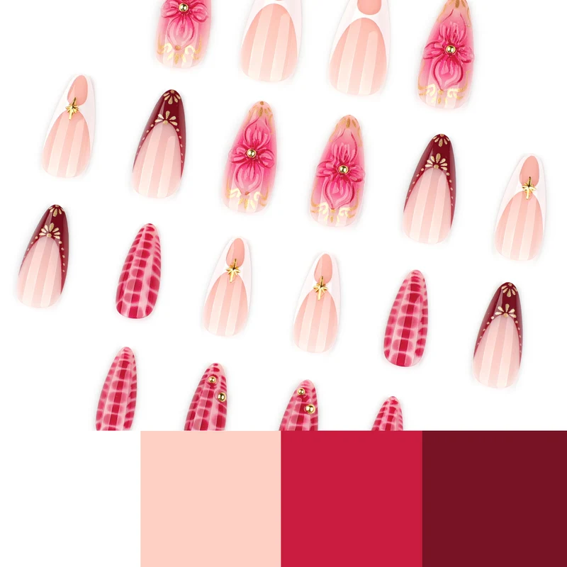 Artistic Nail Art with Floral and Glitter Accents Stornfield