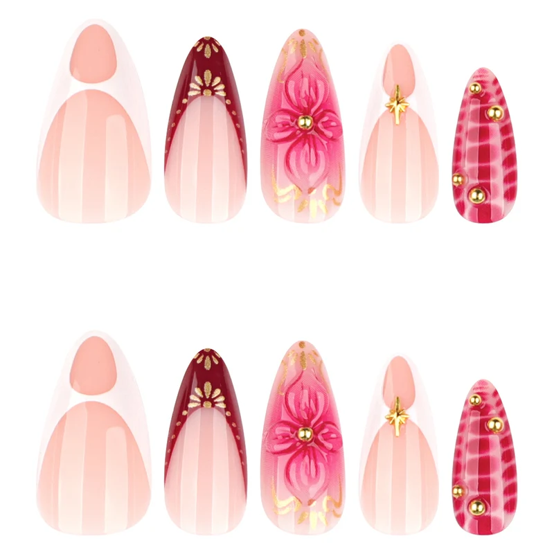 Artistic Nail Art with Floral and Glitter Accents Stornfield