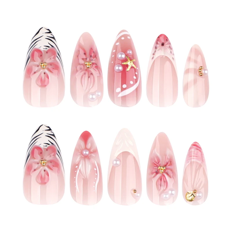 Artistic Nail Art with Floral and Elegant Accents Stornfield
