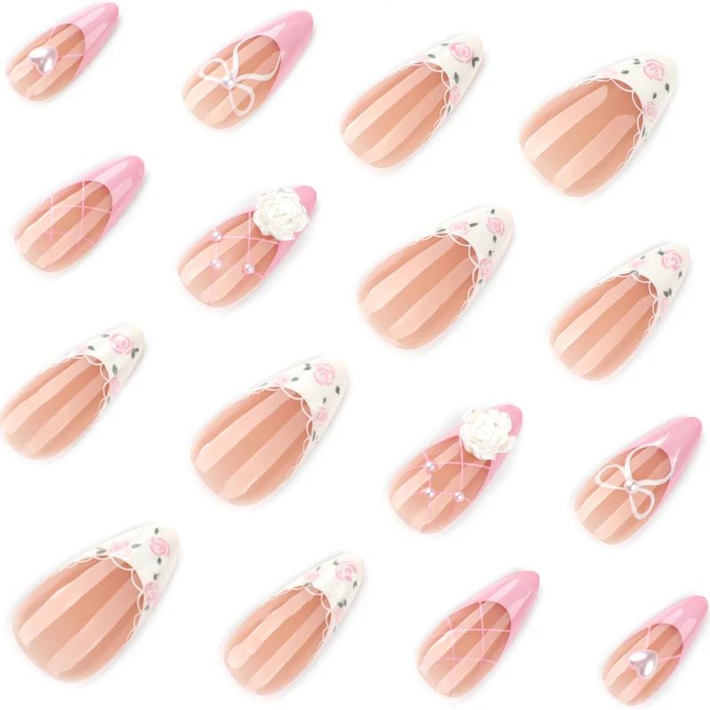 Artful nail art with floral details and bow embellishments Stornfield