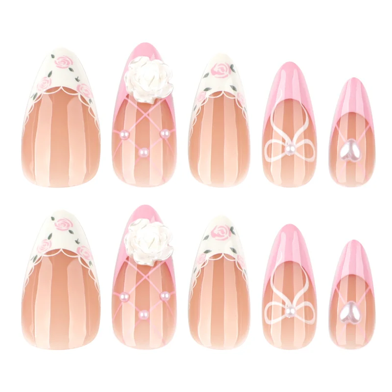 Artful nail art with floral details and bow embellishments Stornfield