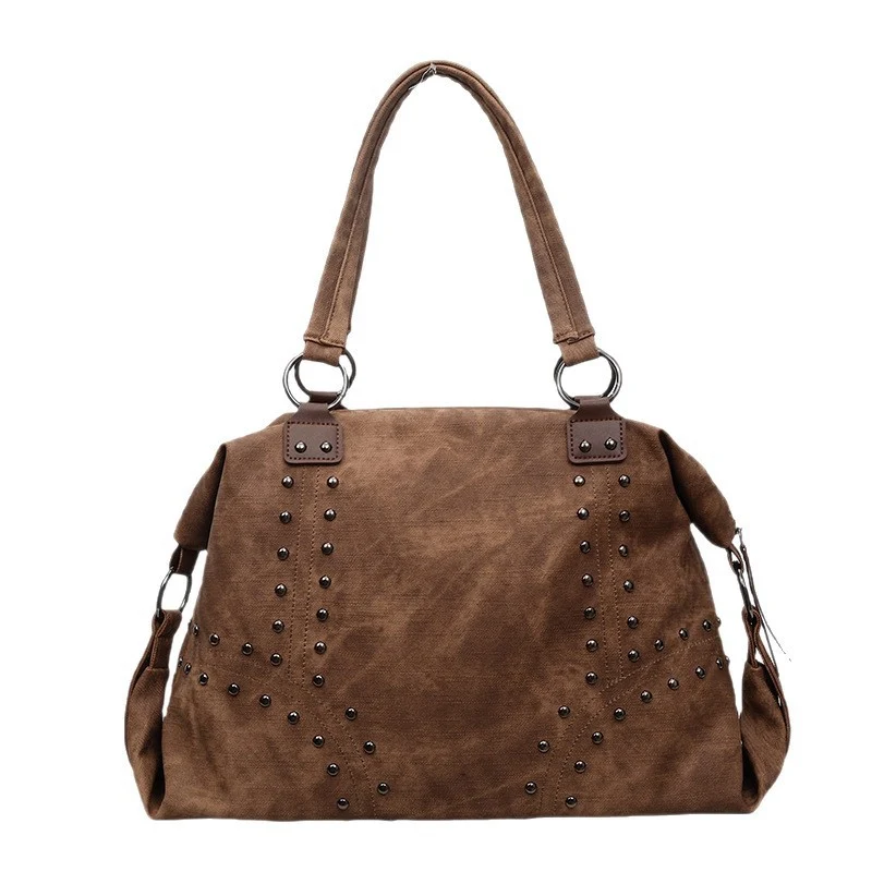 Stylische Wildleder-Tote-Handtasche mit dekorativen Nieten