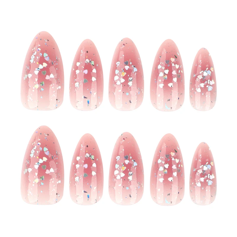 Glitzernde Nagelverlängerungen mit elegantem V-Design Karnz