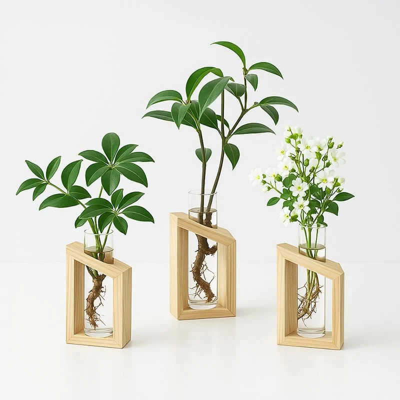 Elegant Glass Plant Holder Set for Home Decor