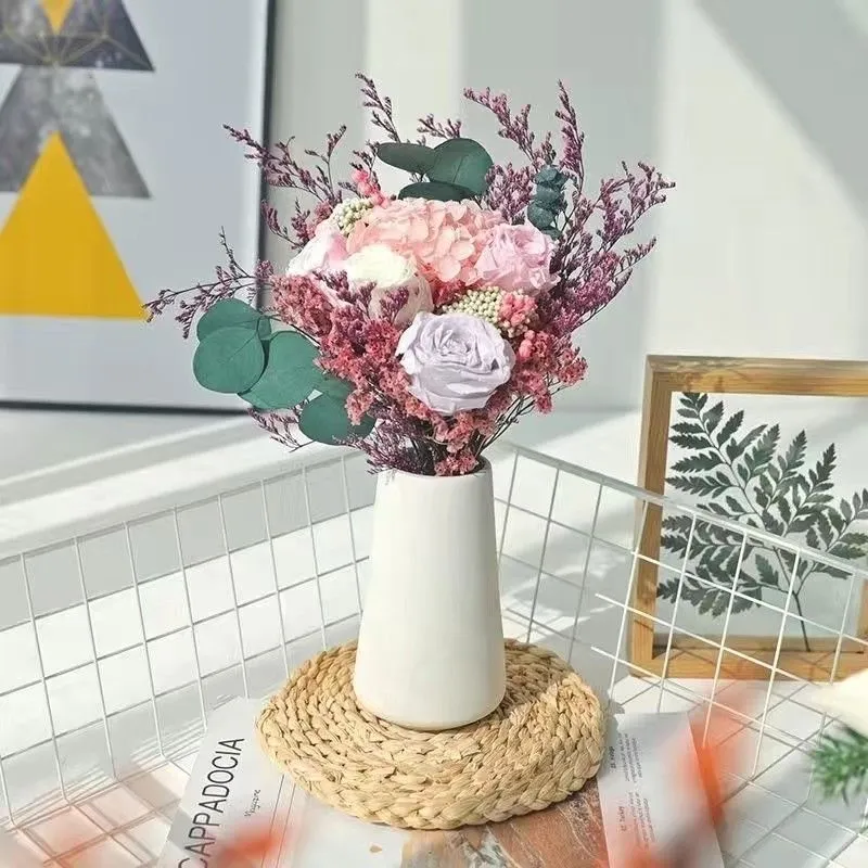Elegant Dried Flower Bouquet with Decorative Vase