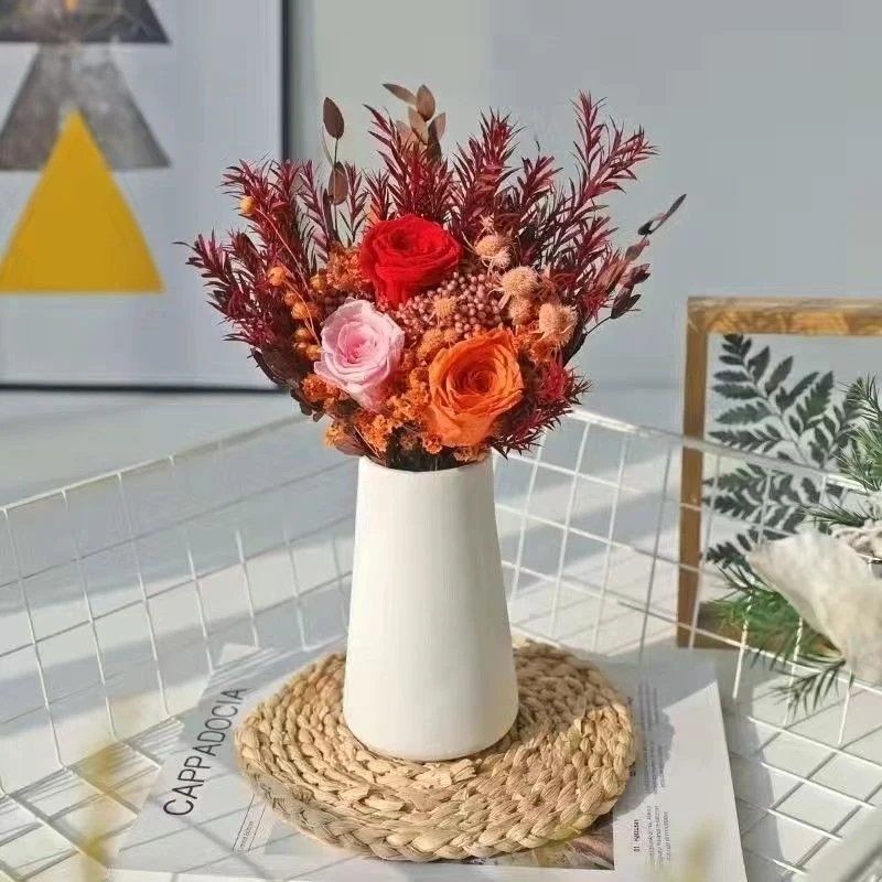 Elegant Dried Flower Bouquet with Decorative Vase