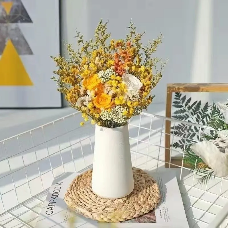 Elegant Dried Flower Bouquet with Decorative Vase