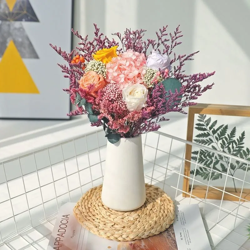 Elegant Dried Flower Bouquet with Decorative Vase