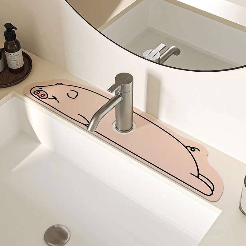 Novelty Dachshund-Shaped Absorbent Sink Counter Protector Mat
