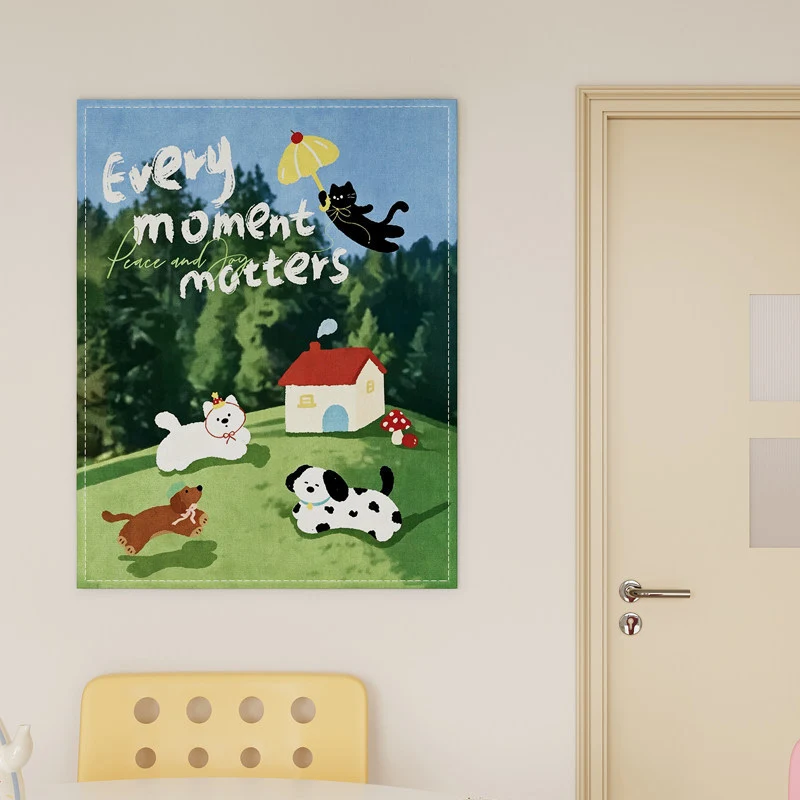 Kids' Removable Eco-Friendly Nursery Wall Tapestry with Woodland Animals and Star Motifs