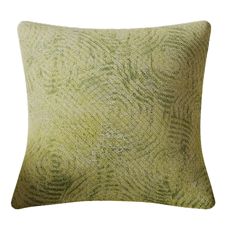 Decorative Rectangular Jacquard Lumbar Pillow Cover with Mountain Landscape Motif