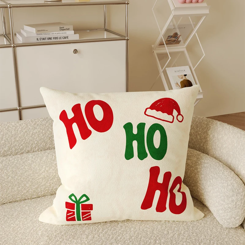 Decorative Holiday Merry Christmas Cotton-Linen Throw Pillow Cover