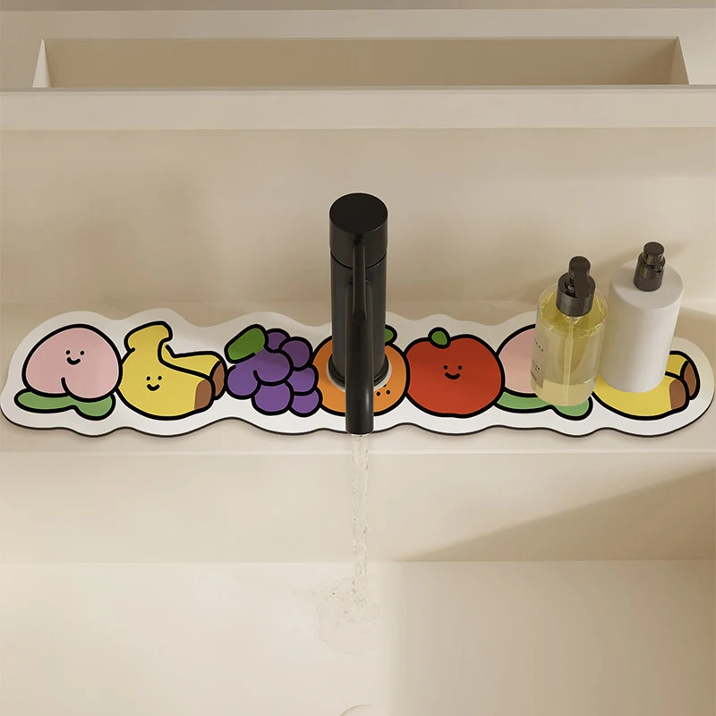 Decorative Absorbent Sink Mat with Cute Bread Cartoon Design
