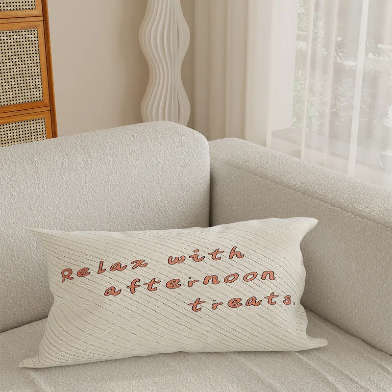 Cotton-Linen Kawaii Breakfast Bread and Coffee Illustrated Decorative Throw Pillow Cover