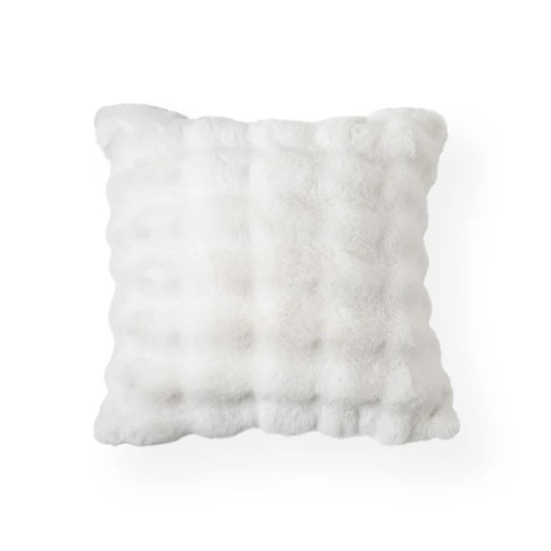 Square cushion cover made of cotton-linen blend with fine houndstooth pattern and textured surface Stornfield