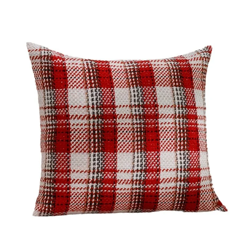 Square checked woven cushion cover in tweed look for sofa & festive decor Stornfield