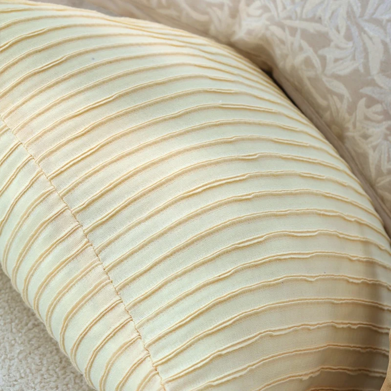 Square Jacquard Cushion Cover with Subtle Leaf Relief and Fine Piping Stornfield