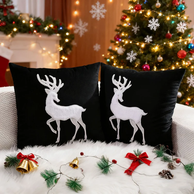 Dekoratives Weihnachts-Wurfkissen mit Hirschsilhouette