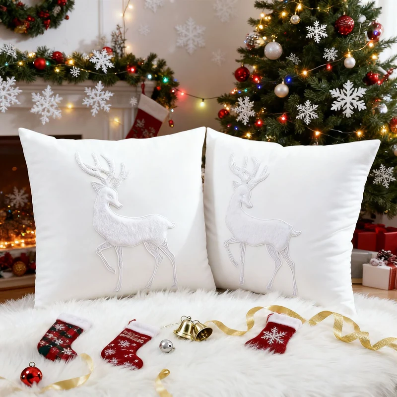 Dekoratives Weihnachts-Wurfkissen mit Hirschsilhouette