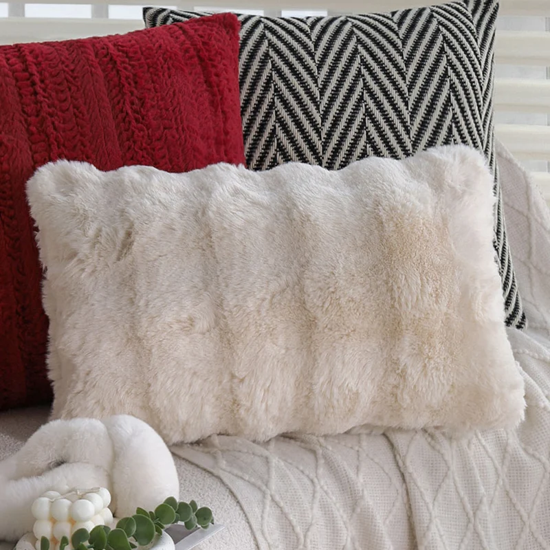 Square woven cushion cover with herringbone chevron structure and concealed zipper Stornfield