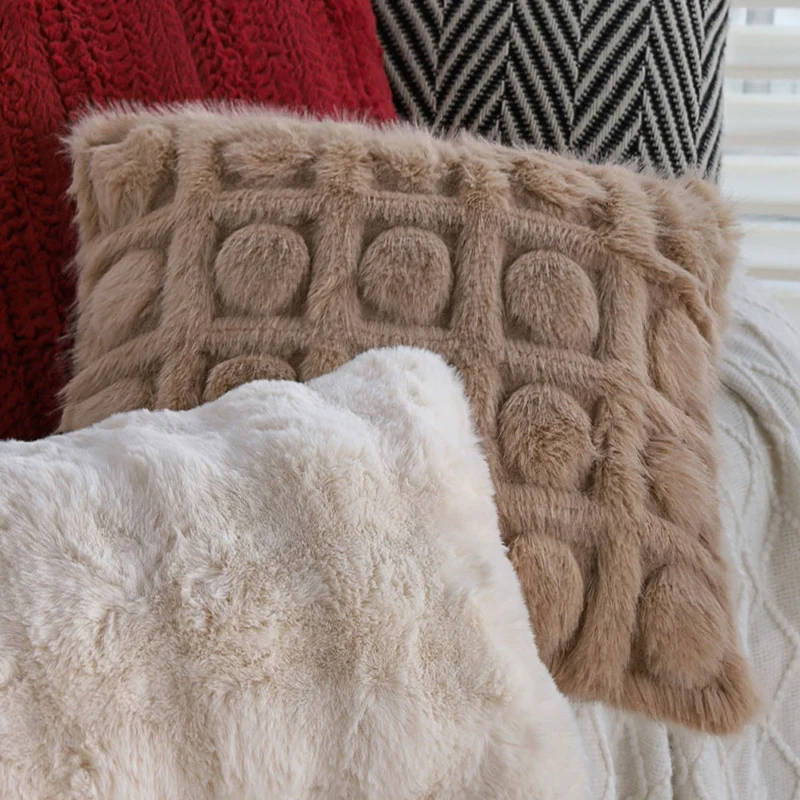 Square woven cushion cover with herringbone chevron structure and concealed zipper Stornfield