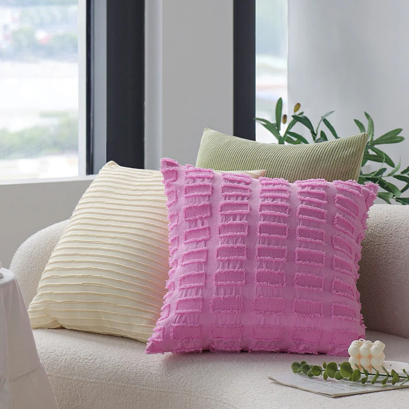 Square knitted decorative cushion cover with fine ribbed pattern Stornfield
