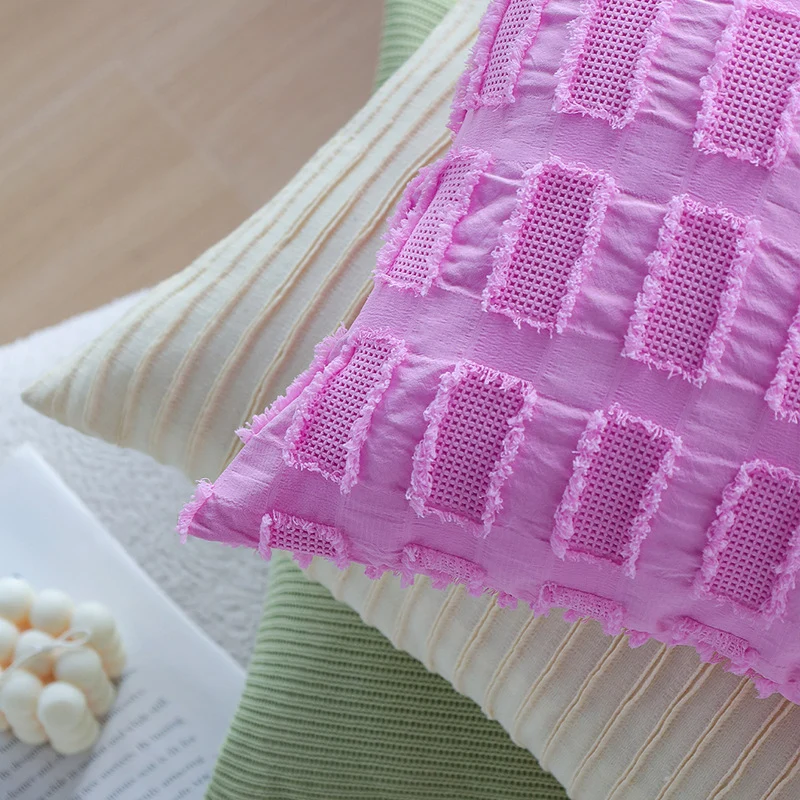 Square knitted decorative cushion cover with fine ribbed pattern Stornfield