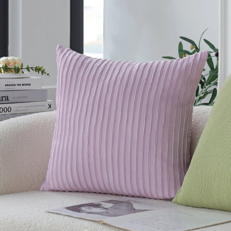 Square knitted decorative cushion cover with fine ribbed pattern Stornfield