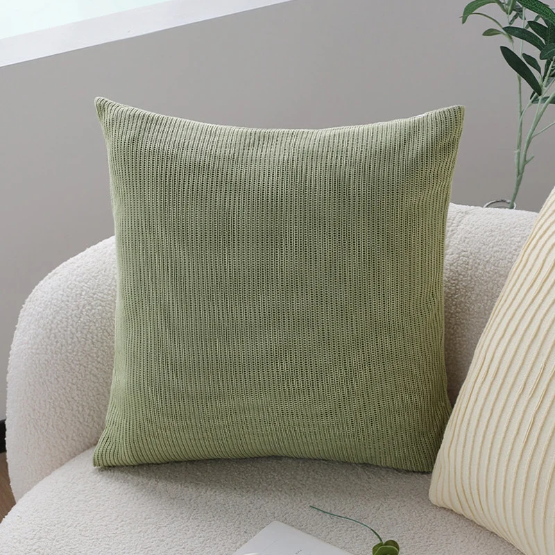 Square knitted decorative cushion cover with fine ribbed pattern Stornfield