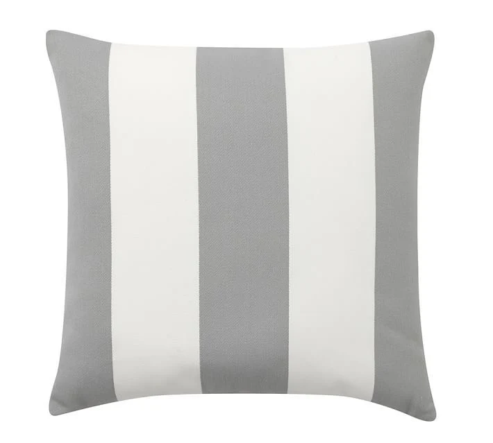 Square striped outdoor cushion cover made of weather-resistant polyester with concealed zipper Stornfield