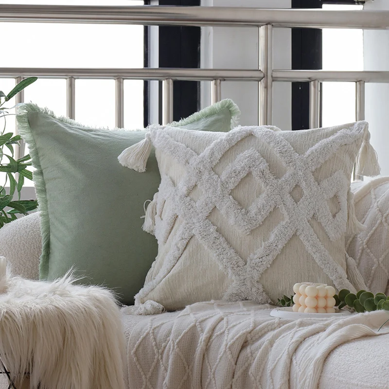 Square quilted cushion cover with cable pattern look Stornfield