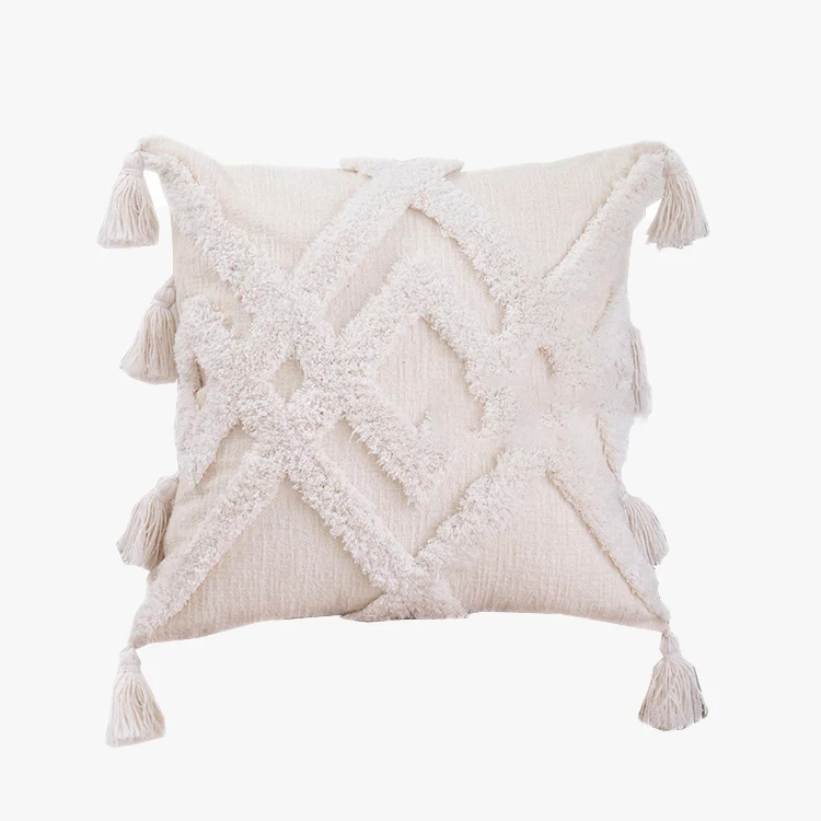 Square quilted cushion cover with cable pattern look Stornfield