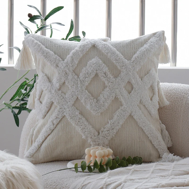 Square quilted cushion cover with cable pattern look Stornfield