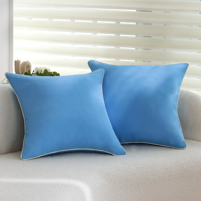 Square elegant microvelours cushion cover with fine piping and concealed zipper Stornfield