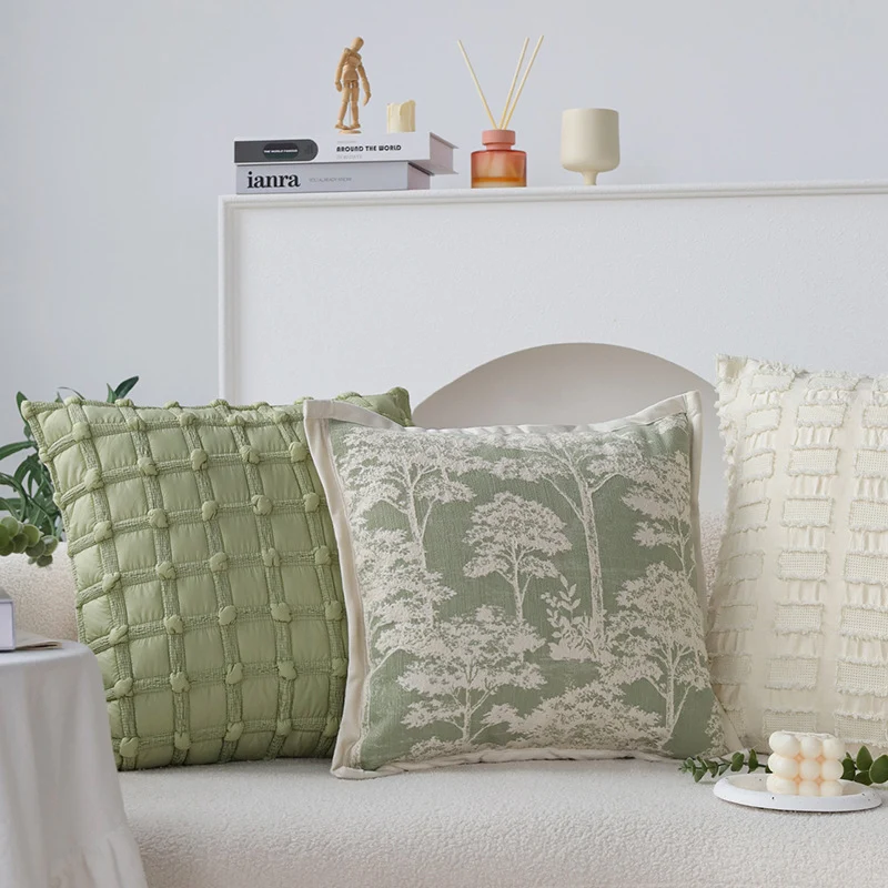 Square decorative cushion cover with textured chenille surface and concealed zipper Stornfield