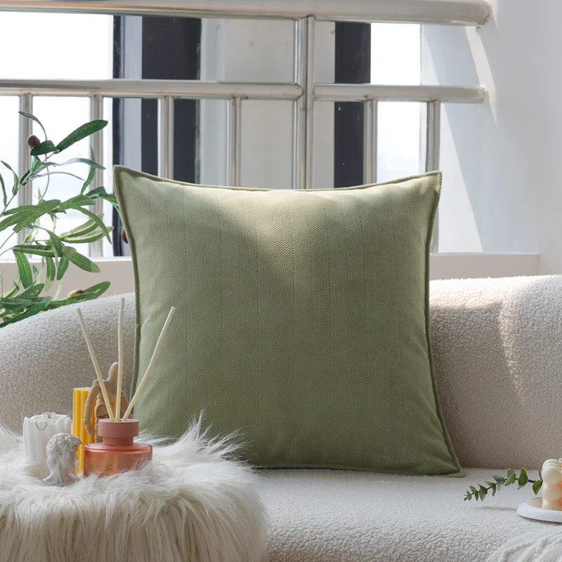 Square decorative cushion cover with textured chenille surface and concealed zipper Stornfield