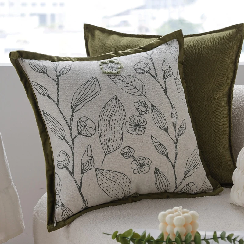 Square decorative cushion cover with textured chenille surface and concealed zipper Stornfield