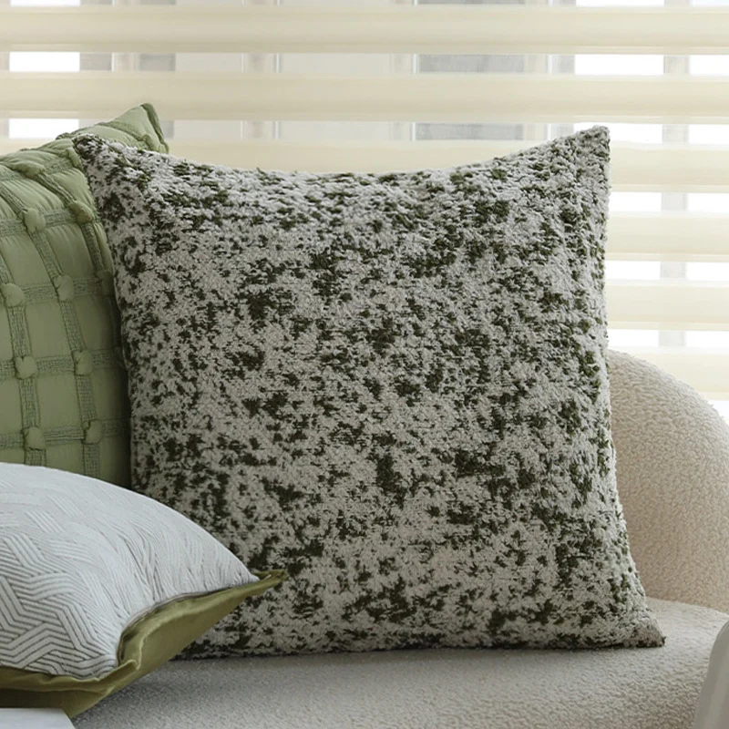 Square decorative cushion cover with textured chenille surface and concealed zipper Stornfield