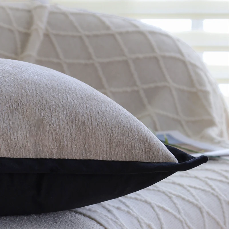 Square Decorative Cushion Cover with Soft Microvelours and Contrasting Piping Stornfield