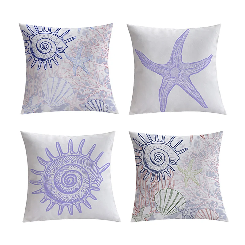 Square Decorative Cushion Cover with Maritime Starfish Print made of Easy-Care Polyester Stornfield