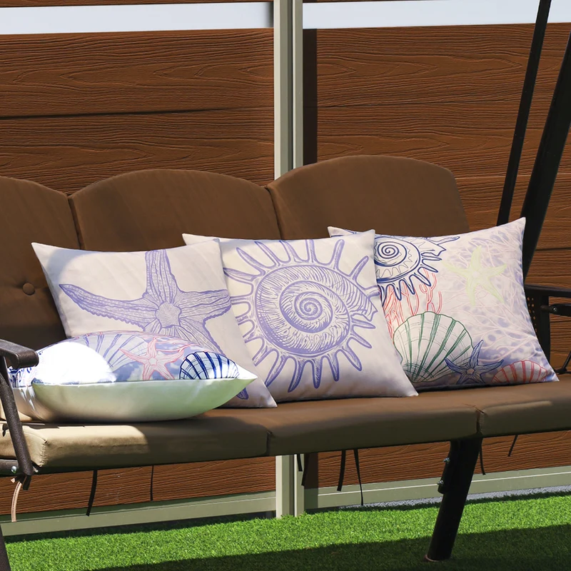 Square Decorative Cushion Cover with Maritime Starfish Print made of Easy-Care Polyester Stornfield