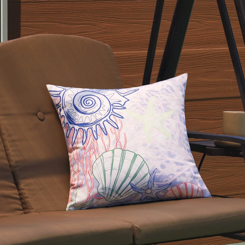 Square Decorative Cushion Cover with Maritime Starfish Print made of Easy-Care Polyester Stornfield