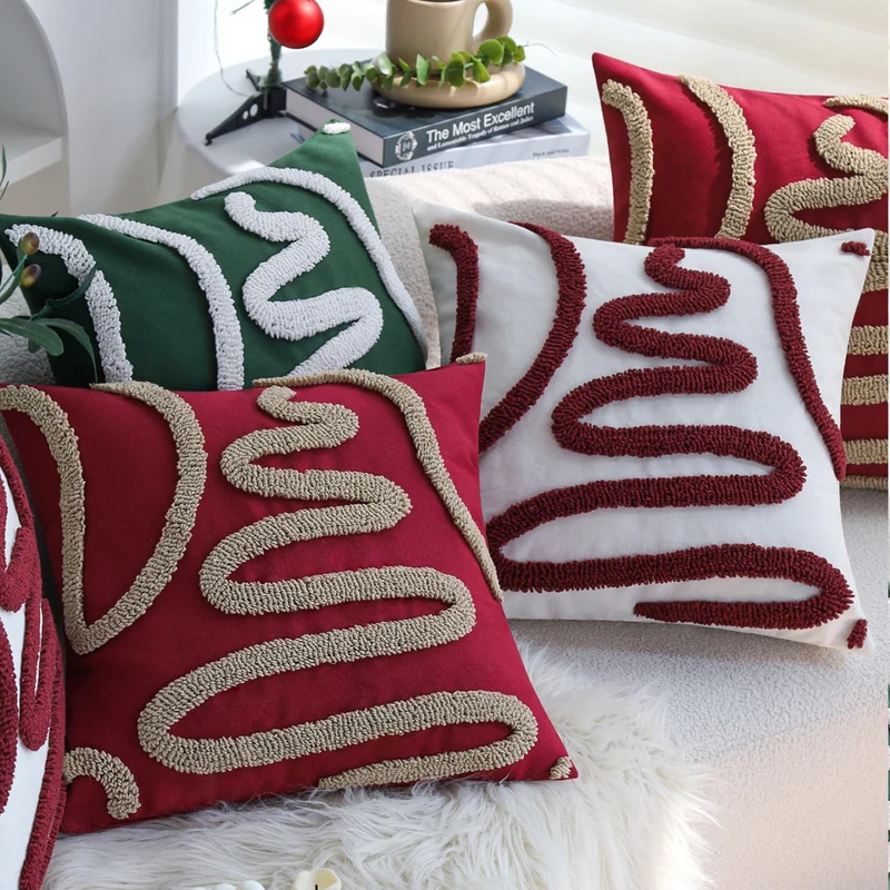 Square decorative pillow cover with hand-tufted loop relief and velvet look Stornfield