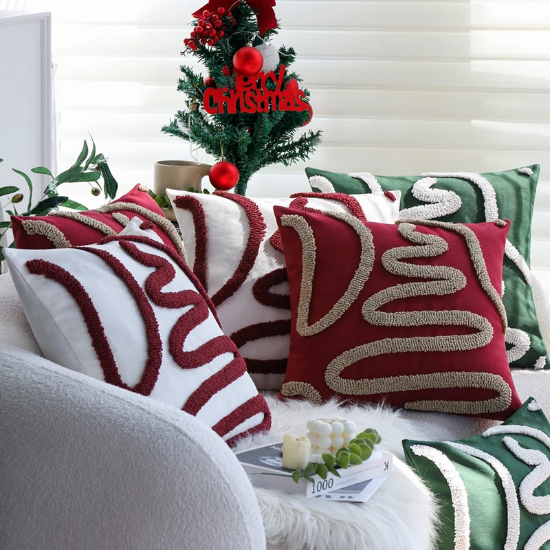 Square decorative pillow cover with hand-tufted loop relief and velvet look Stornfield