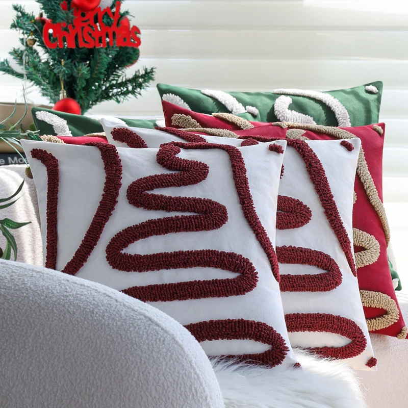 Square decorative pillow cover with hand-tufted loop relief and velvet look Stornfield